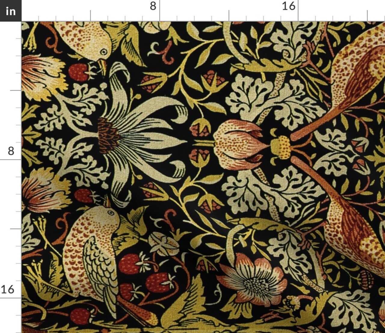 Railroaded William Morris Traditional Victorian Woven Look English Garden Arts And Craft Custom Printed Fabric by Spoonflower Various Fabrics by the Yard or Fat Quarter